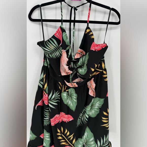 Women's Tropical Halter Tie Cut Out Mini Dress - Picture 3 of 13
